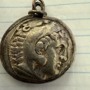 Ancient Greek Silver Tetradrachm Pendant-Alexander the Great, Zeus & Herakles
